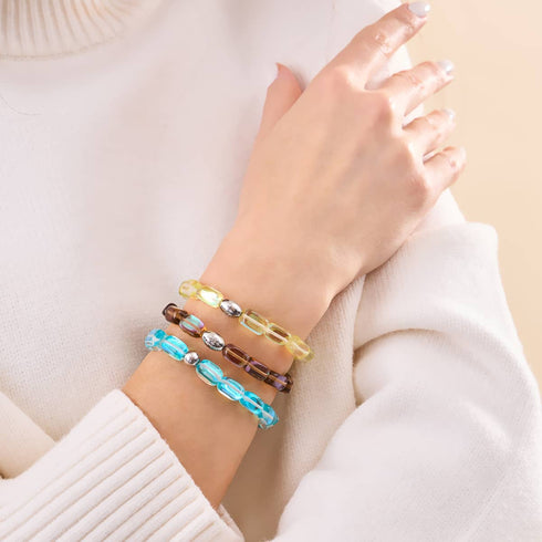 Terra | 925 Sterling Silber | Galaxie Glaskiesel Armband